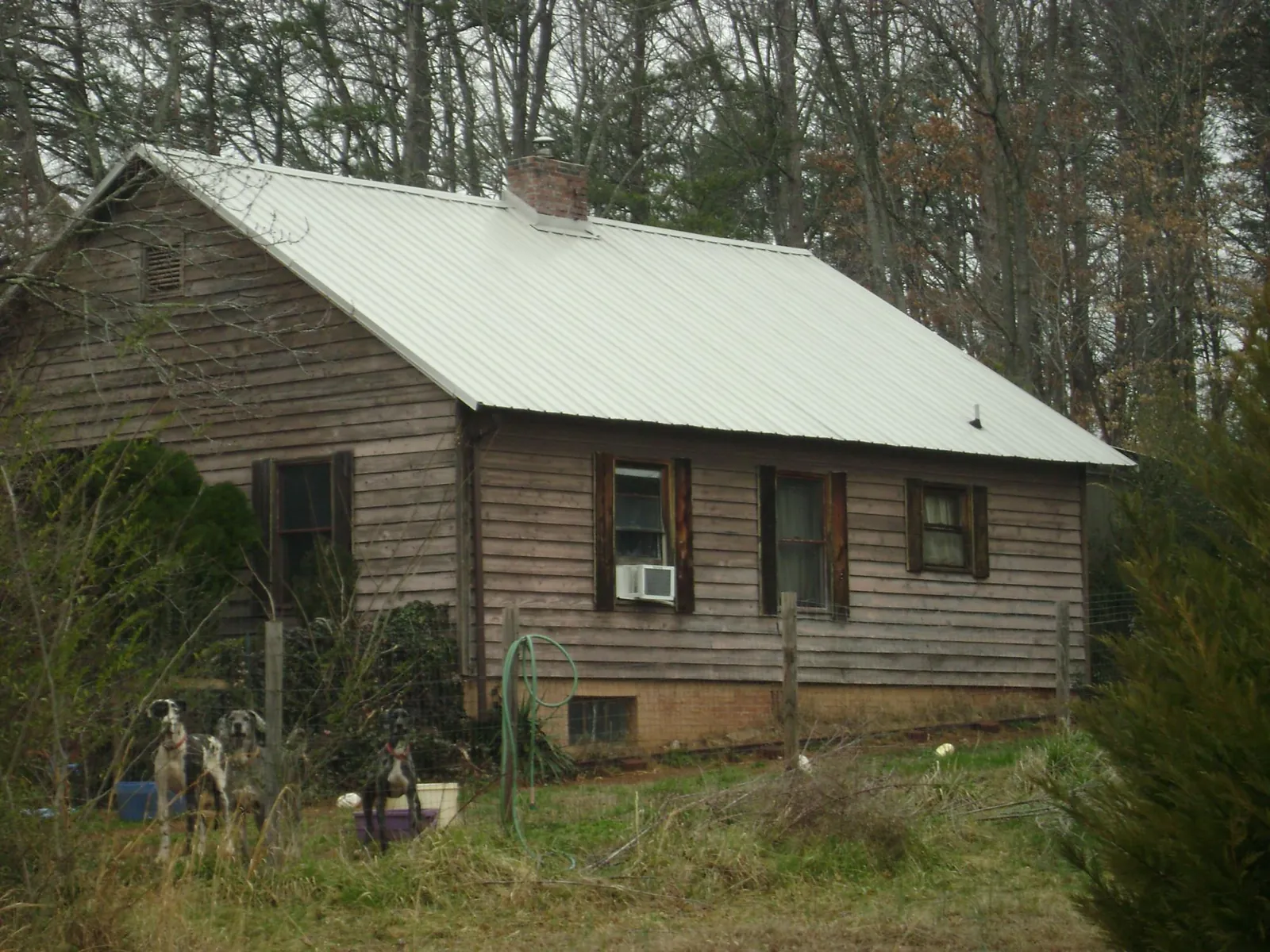 White metal roof on an old wood sided farmhouse, from a Asphalt Shingle Roof Repair job in Warsaw